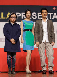 Peter Chan, Tang Wei and Takeshi Kanashiro at the gala presentation of "Wu Xia" during the Busan International Film Festival.