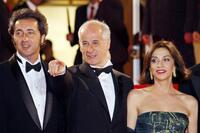 Paolo Sorrentino, Toni Servillo and Anna Bonaiuto at the screening of "Il Divo" during the 61st International Cannes Film Festival.