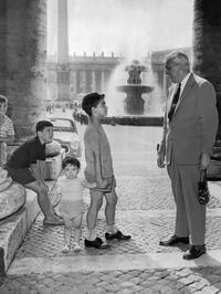 Jacques Tati at the St Peters square in Rome.