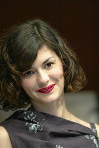 Audrey Tautou at the press conference for "Dirty Pretty Things".
