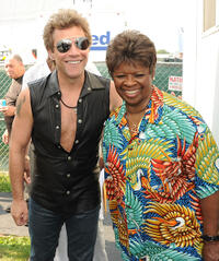 Rock Legend Jon Bon Jovi and Irma Thomas at the Day 2 of 2011 New Orleans Jazz & Heritage Festival in New Orleans.
