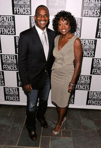 Julius Tennon and Viola Davis at the after party of the Broadway Opening Night of "Fences" in New York.