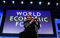 Emma Thompson at the World Economic Forum receives a crystal award.