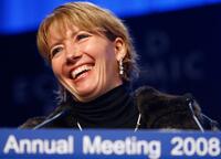 Emma Thompson at the World Economic Forum receives a crystal award.