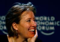 Emma Thompson at the World Economic Forum receives a crystal award.