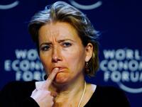 Emma Thompson at the World Economic Forum receives a crystal award.