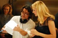 Director Griffin Dunne and Uma Thurman on the set of "The Accidental Husband."