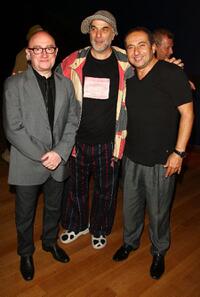 Michel Blanc, Ron Arad and Patrick Timsit at the opening of Arad's exhibit "Ron Arad: No Discipline."
