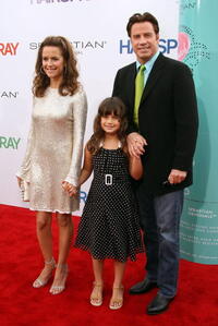 Kelly Preston, Ella Travolta and John Travolta at the Los Angeles premiere of "Hairspray."