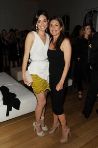 Emmy Rossum and Paige Turco at the New York Upfronts.