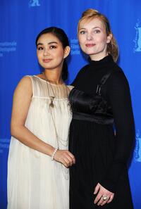 Aya Irizuki and Nadja Uhl at the photocall of "Cherry Blossoms" during the 58th International Berlinale Film Festival.