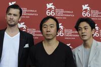 Eric Bossick, Shinya Tsukamoto and Masa Tanishima at the photocall of "Tetsuo The Bullet Man" during the Venice Film Festival.