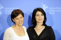 Hiam Abbass and Rona Lipaz-Michael at the photocall of "Lemon Tree" during the 58th International Film Festival.
