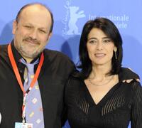 Director Eran Riklis and Hiam Abbass at the photocall of "Lemon Tree" during the 58th International Film Festival (Berlinale).