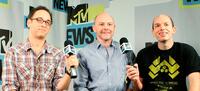 David Wain, Rob Cordrry and Paul Scheer at the MySpace & MTV Tower during the Comic-Con 2010.