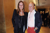 Valeria Cavalli and Massimo Boldi at the Roberto Cavalli Boutique during the VOGUE Fashion's Night Out in Italy.
