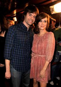 Bill Hader and Kristen Wiig at the red carpet of "Adventureland."