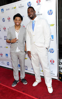 Tristan Wilds and NFL player Justin Tuck at the Giants Justin Tuck 3rd Annual "Rush For Literacy" Celebrity Billiards Tournament in New York.