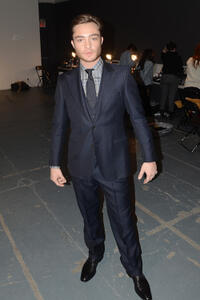 Ed Westwick at the Simon Spurr Fall 2011 fashion show during the Mercedes-Benz Fashion Week.