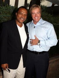 Billy Dee Williams and Rick Domeier at the celebration of "Love Conquers All" jewelry collection with QVC and Cynthia Garrett.