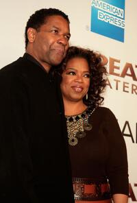 Oprah Winfrey and Denzel Washington at the Los Angeles premiere of "The Great Debaters".