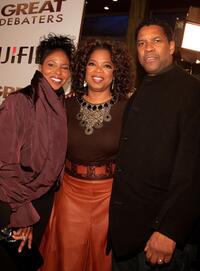 Oprah Winfrey, Pauletta Washington and Denzel Washington at the Los Angeles premiere of "The Great Debaters".