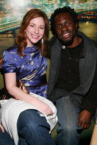 Diane Neal and Gbenga Akinnagbe at the New York Magazine Oscar Viewing Party.
