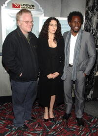 Philip Seymour Hoffman, director Tamara Jenkins and Gbenga Akinnagbe at the New York premiere of "The Savages."