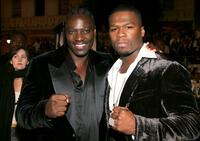 Adewale Akinnuoye-Agbaje and "50 Cent" Jackson at the premiere of "Get Rich Or Die Tryin."