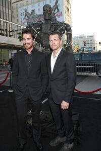 Christian Bale and Sam Worthington at the premiere of "Terminator Salvation."