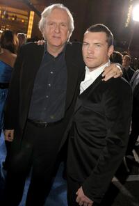 James Cameron and Sam Worthington at the premiere of "Avatar."