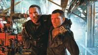 Christian Bale as John Connor and Sam Worthington as Marcus Wright in "Terminator Salvation."