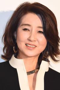 Kumiko Akiyoshi at a photocall during Rakuten Fashion Week Tokyo.