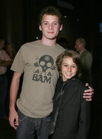 Anton Yelchin and actor Dominic Scott Kay at an L.A. screening of "The Dukes." 
