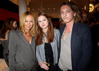 Creative Director of Gucci Frida Giannini, Bonnie Wright and Jamie Campbell Bower at the Gucci Icon Temporary store opening in London.