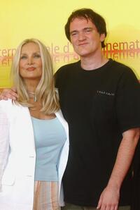 Barbara Bouchet and Quentin Tarantino at the 62nd Venice Film Festival photocall for "Storia Segreta Del Cinema Italiano".