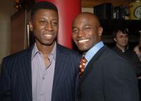 Teagle F. Bougere and Taye Diggs at the after-party of the off-Broadway opening of "A Soldiers Play."