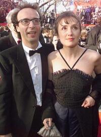 Roberto Benigni and Nicoletta Braschi at the 71st Annual Academy Awards.