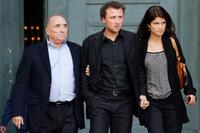 Claude Brasseur with his son Alexandre at the funeral mass of French actor Jean-Pierre Cassel.