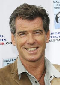 Pierce Brosnan at the Paddle Out Protest at Malibu Surfrider Beach.