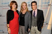 Laura Lang, Lisa Kudrow and Dan Bucatinsky at the kick off cocktail party for Digital Content Newfront Conference.