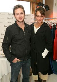 A.J. Buckley and Sharni Vinson at the Belvedere Luxury Lounge in honor of the 80th Academy Awards.