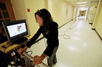 Director Nanette Burstein on the set of "American Teen."