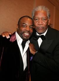 Levar Burton and Morgan Freeman at the cocktail reception during the 57th Annual DGA Awards.