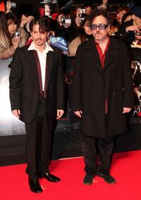 Johnny Depp and Tim Burton at the Japan premiere of "Sweeney Todd."