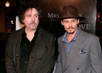 Tim Burton and Johnny Depp at the special screening of "Sweeney Todd."