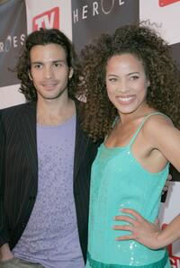 Santiago Cabrera and Tawny Cypress at the celebration for the wrap of season one for NBC's "Heroes."