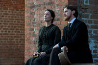 Robin Wright as Mary Surratt and James McAvoy as Frederick Aiken in ``The Conspirator.''