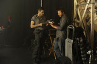 Jake Gyllenhaal and Duncan Jones on the set of ``Source Code.''
