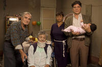 Carlos Gasols as Don Fico, Norma Francisca Villarreal as Rosa, Gabriela Vel?squez as Sofia and Bruno Odar as Clemente in ``Octubre.''